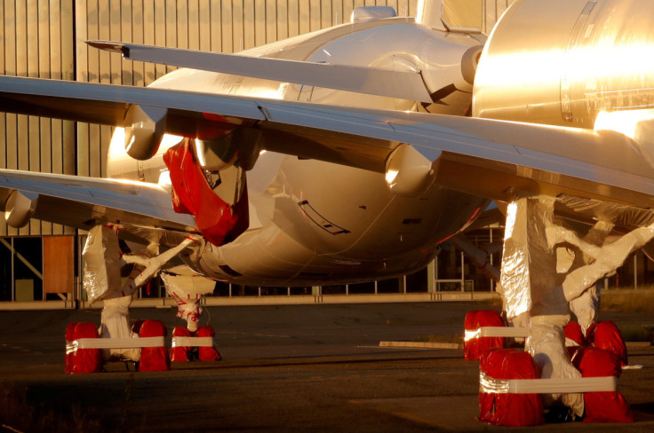 A 350 passenger aircraft are seen parked at the Airbus factory in Blagnac near Toulouse