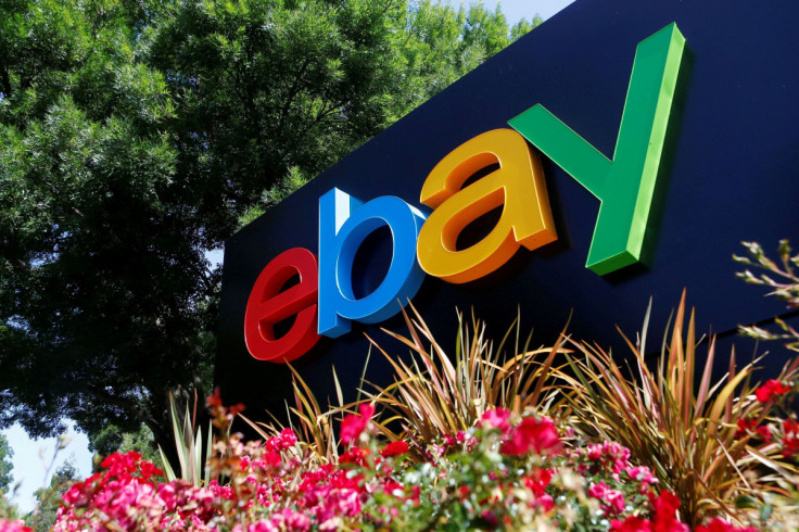 An eBay sign at an office building in San Jose, California