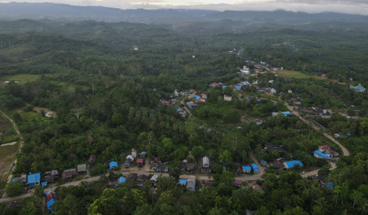 An aerial view shows the indigenous Balik tribe's area, located near the Indonesia's projected new capital Nusantara National Capital, in Sepaku