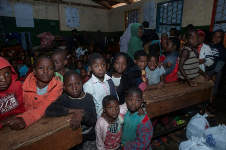 Child victims of the  mudslides are gathered  in a classroom at a Chilobwe township  primary school in Blantyre