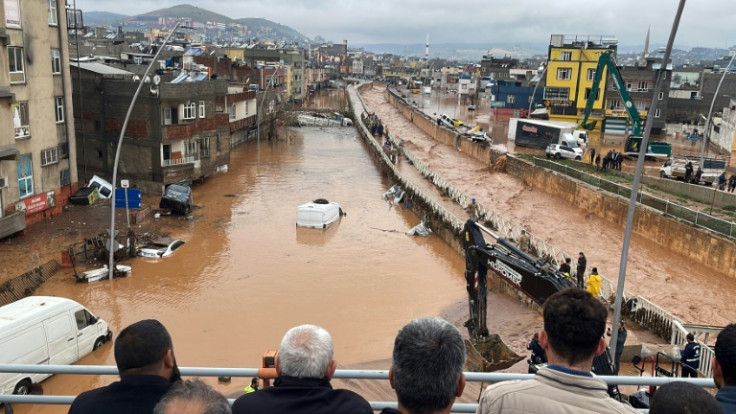 Torrential rains turned streets into muddy rivers across Turkey's quake-hit zone