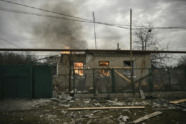 A house burns after shelling in Chasiv Yar near Bakhmut in east Ukraine