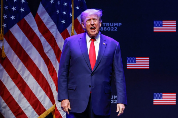 Former US president Donald Trump speaks at an event in Davenport, Iowa on March 13, 2023