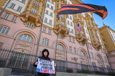 Pro-Kremlin activists held protests in front of the US embassy in Moscow and other Western embassies to mark the ninth anniversary of Crimea's annexation