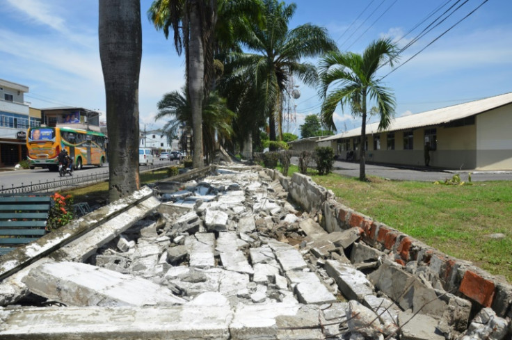 Debris can be seen after an earthquake in the city of Machala, Ecuador on March 18, 2023