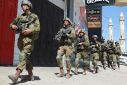 Israeli troops patrol in the occupied-West Bank town of Huwara