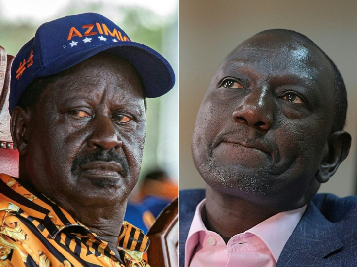 Kenyan opposition leader Raila Odinga (left) says President William Ruto's August election victory was fraudulent