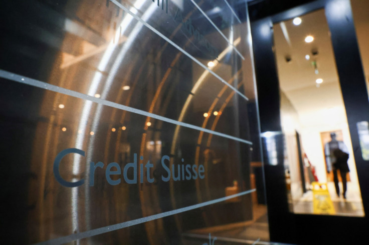 A view of an entrance of a Credit Suisse U.K. Limited in London