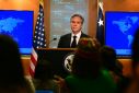US Secretary of State Antony Blinken speaks during a news conference on the annual human rights report at the State Department