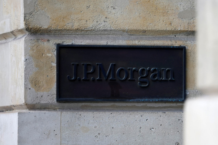 A J.P. Morgan logo is seen in Paris