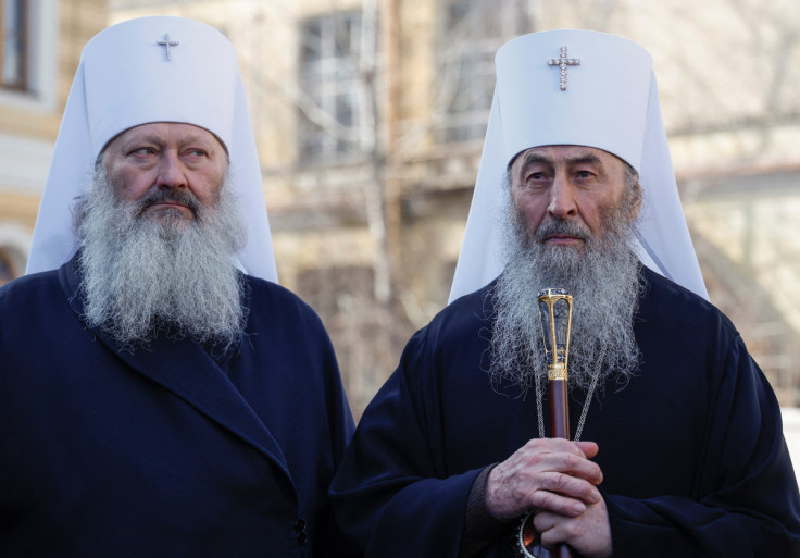 Metropolitan Onufriy, head of the Ukrainian Orthodox Church branch loyal to Moscow, and Metropolitan Pavlo wait for a possible meeting with Ukraine's President Zelenskiy in Kyiv