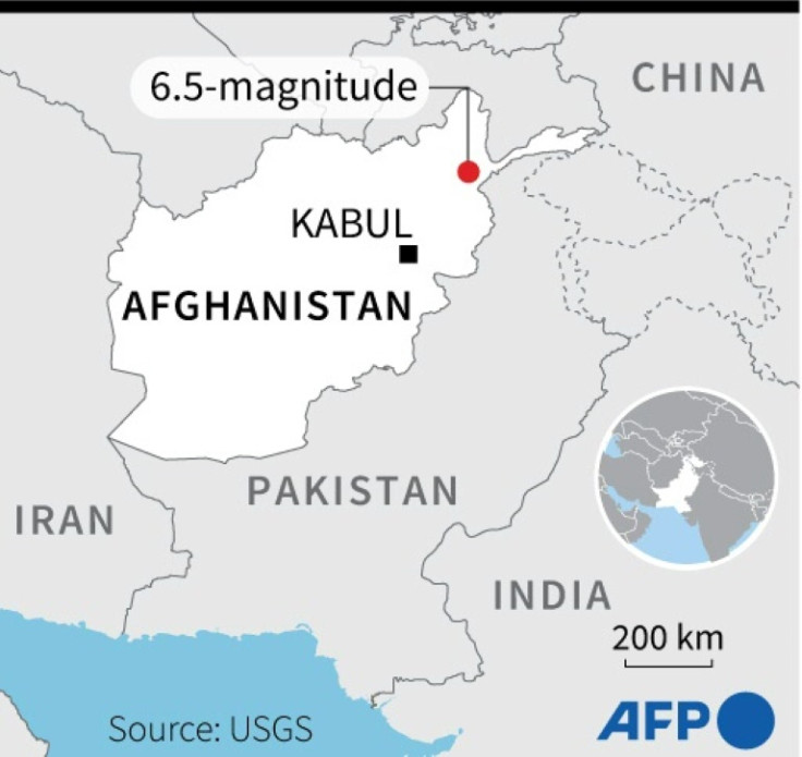 Map of Afghanistan and the surrounding region locating the earthquake on March 21