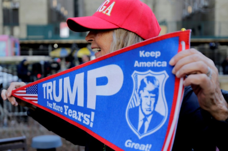 A supporter of former US President Donald Trump outside the Manhattan District Attorney's office in New York City on March 21, 2023