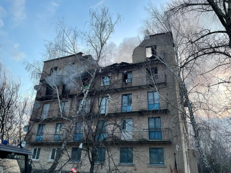 Aftermath of a Russian drone strikes in Kyiv region