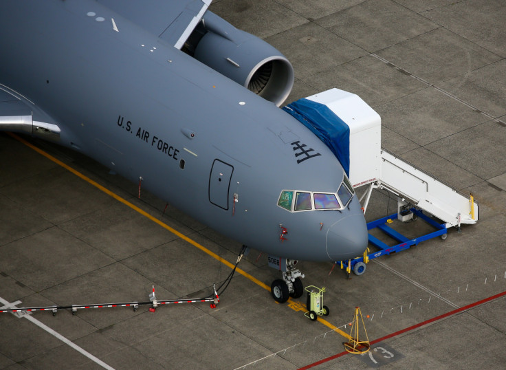 Aerial view of Boeing planes