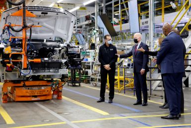 U.S. President Joe Biden tours the General Motors 'Factory ZERO' electric vehicle assembly plant in Detroit
