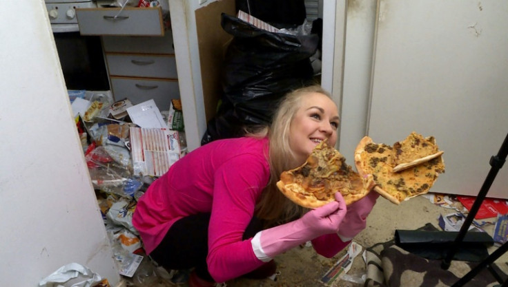 Pure filth: Finnish 'cleanfluencer' Auri Kananen gets excited about some rotten pizza