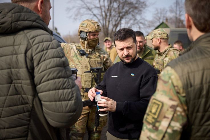 Ukraine's President Zelenskiy visits a petrol station in Donetsk region