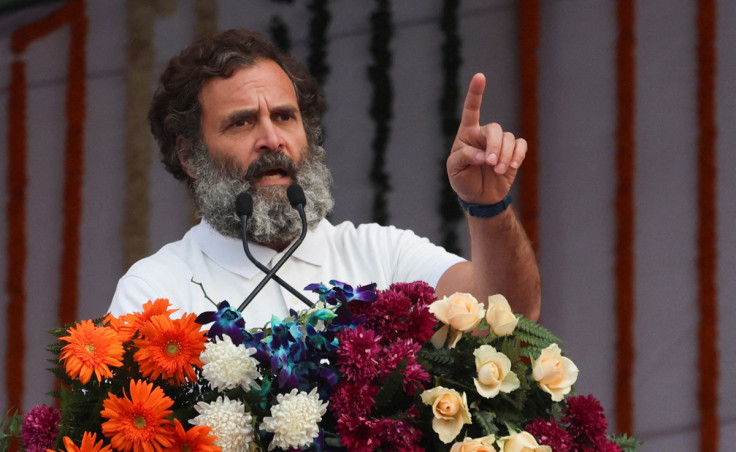 Rahul Gandhi addresses the crowd in Panipat