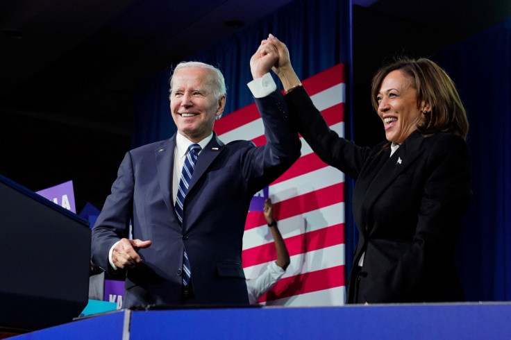 U.S. President Joe Biden and Vice President Kamala Harris deliver remarks at the DNC 2023 Winter Meeting in Philadelphia, Pennsylvania