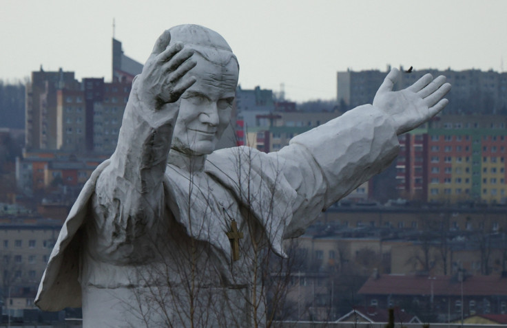 A giant statue of Pope John Paul II stands in Czestochowa