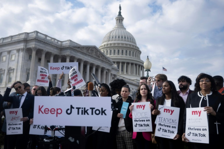 A group protesting a possible TikTok ban