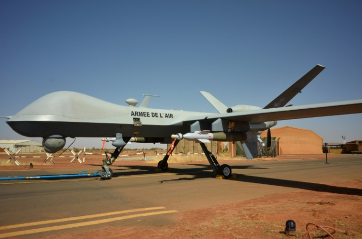 An armed Reaper drone, pictured at the French military base at Niamey in December 2019