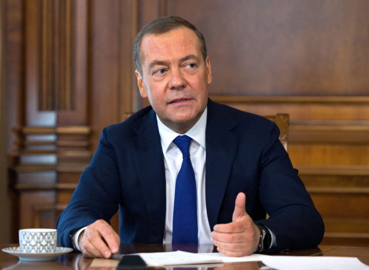 Deputy head of Russia's Security Council Medvedev gives interview outside Moscow