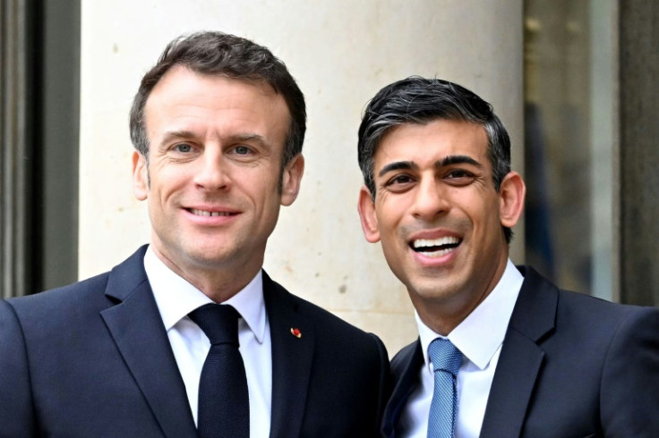 UK Prime Minister Rishi Sunak (R) met French President Emmanuel Macron (L) earlier this month