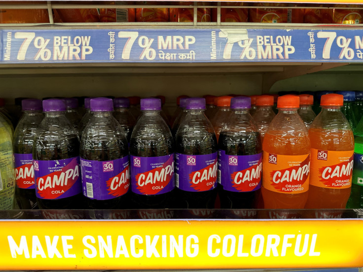Bottles of Campa Cola are displayed at a Reliance Smart supermarket in Mumbai