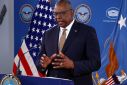 U.S. Defense Secretary Lloyd Austin and U.S. Chairman of the Joint Chiefs of Staff Mark Milley hold a news conference following a Ukraine Defense Contact Group meeting