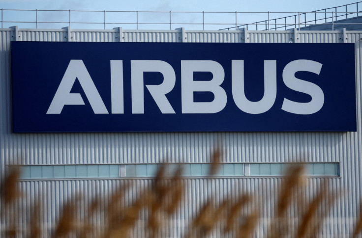 Airbus logo at the Airbus facility in Montoir-de-Bretagne near Saint-Nazaire