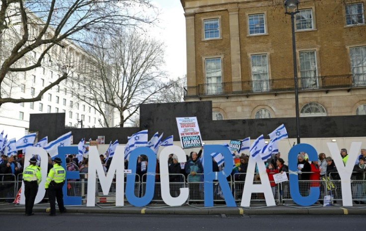 Netanyahu's visit was met by protests in central London