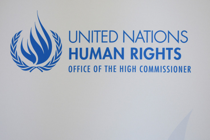 UN's OHCHR logo at Palais Wilson in Geneva