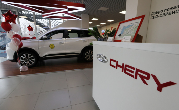 Chery cars are on display for sale in Vladivostok