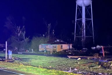 This image obtained from the Mississippi Highway Patrol shows a home near Silver City, Mississippi, damaged during an overnight storms that killed at least 23