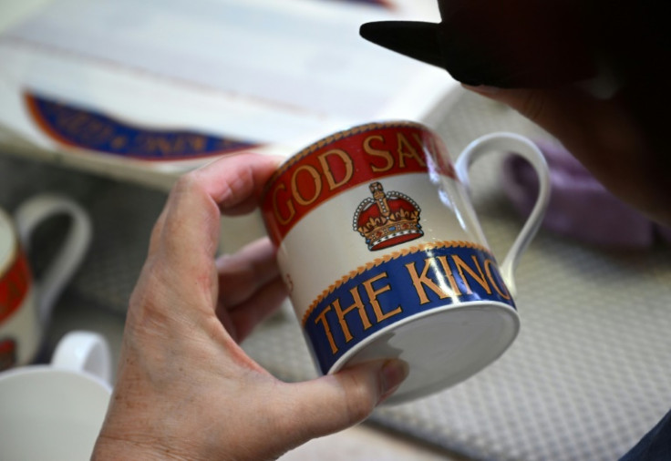 Duchess China is producing commemorative china with a bold red white and blue design for the coronation of Charles III