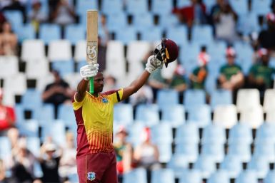 Losing cause: West Indies' Johnson Charles celebrates after scoring his century