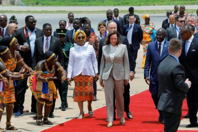 US Vice President, Kamala Harris, arrives at the Kotoka International Airport in Ghana