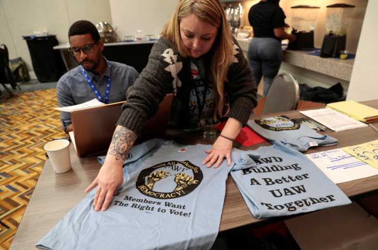 UAWD t-shirts are sold during the 2023 Special Elections Collective Bargaining Convention in Detroit