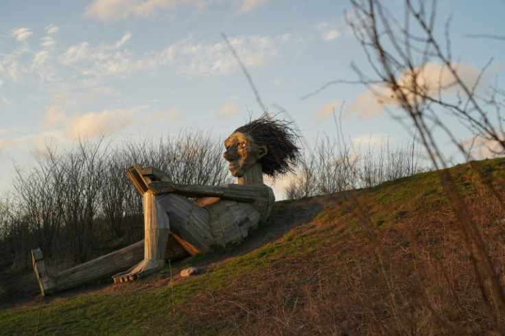 One of Dambo's giant trolls takes a little rest in Hvidovre, Denmark