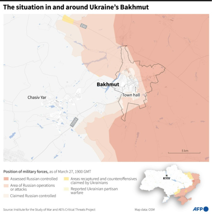 The situation in and around Ukraine's Bakhmut