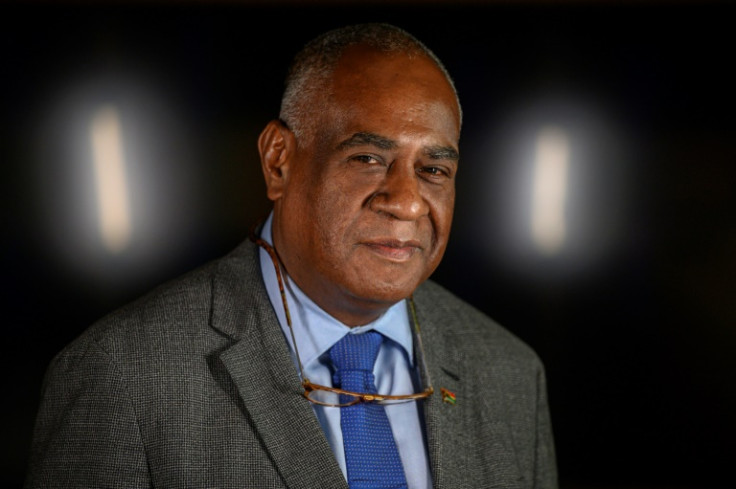 Vanuatu's Prime Minister Ishmael Kalsakau poses for a photo during an interview with AFP in New York on March 28, 2023