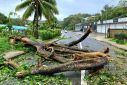 A road blocked by the uprooted trees after Cyclone Judy made landfall in Port Vila, Vanuatu earlier in March -- the Pacific nation is especially vulnerable to climate change