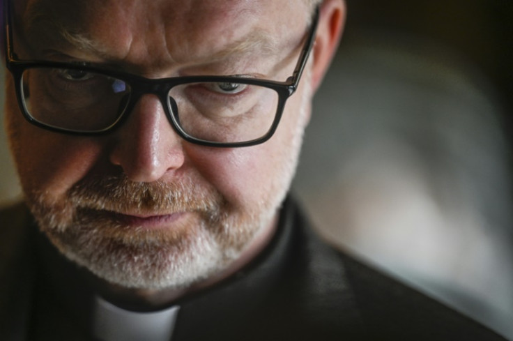 German Jesuit priest Hans Zollner talks to journalists following a press conference held by an independent commission for the study of sexual abuse of children in the Portuguese Catholic Church last month