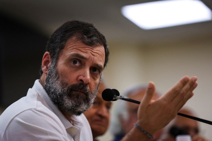 India's main opposition Congress party’s leader Rahul Gandhi holds a news conference at party’s headquarter in New Delhi