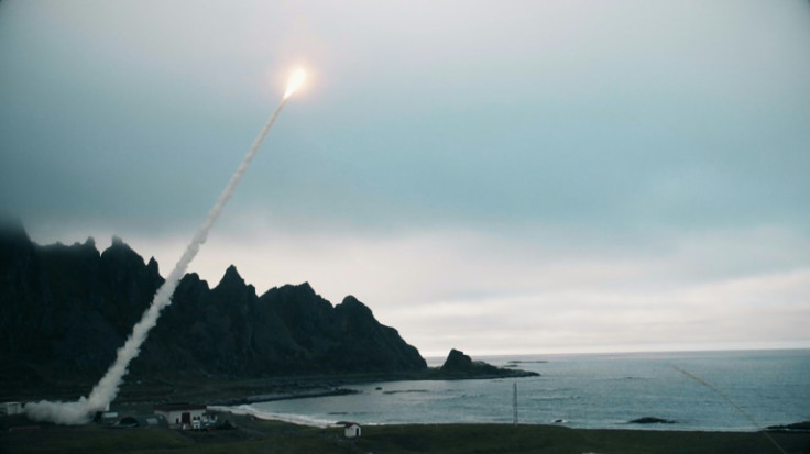 A picture from Swedish aerospace and defence firm Saab shows a ground-launched small diameter bomb (GLSDB) rocket during a trial in Norway