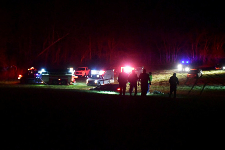 A general view of the site after helicopters crashed in Trigg County, Kentucky