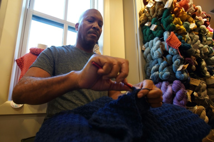 Michael Manning, a retired government employee, says knitting is 'just very relaxing'
