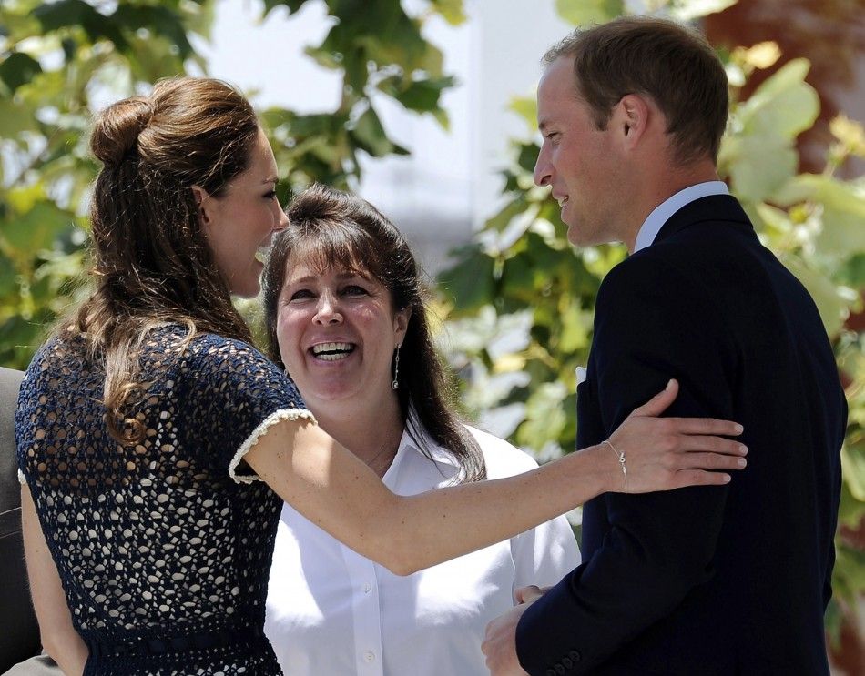 Prince William, Duke of Cambridge, and Catherine, Duchess of Cambridge, say farewell to Danielle Alexandra, Board of Trustee Centrepoint, after visiting Inner City Arts in Los Angeles